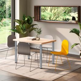 Emuca Lot de 4 pieds de table, diamètre 60mm, H 830mm, Acier, Peint en aluminium