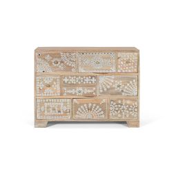 GINER Y COLOMER - Commode 10 tiroirs en bois de manguier naturel avec fronts de tiroirs peints à la main en blanc - Meuble de rangement Precio: 479.988. SKU: B13KZD86XY