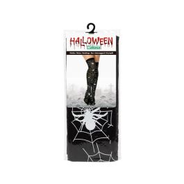 Bas Noirs Longs Femme à Motifs Toiles d'Araignées Blanches pour Déguisement Halloween