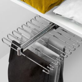 Emuca Porte-pantalons extractible, 11 tiges, guides d'extraction totale, Acier, Chromé