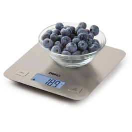 Domo DO9239W - Balance culinaire électronique de précision 1g, plateau inox, Tara, jusqu'à 5kg