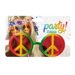 Gafas Hippie Multicolor Unisex pour Adultes - Lunettes déguisement années 60 avec symbole paix, idéal pour Carnaval et fêtes thématiques