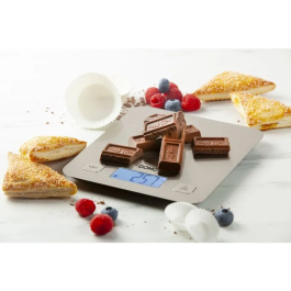 Domo DO9239W - Balance culinaire électronique de précision 1g, plateau inox, Tara, jusqu'à 5kg