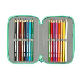 Trousse Fourre-Tout Triple Bluey Sisters Vert Eau 12,5 x 19,5 x 5,5 cm 37 Pièces