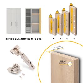 Emuca Lot de 20 charnières droites X92N et embases de montage mixtes, Diamètre 5x9.5mm, Hauteur 0, Acier, Nickelé