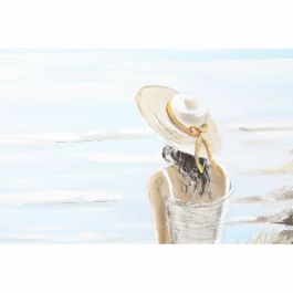 Toile DKD Home Decor Bleu Blanc Marron Beige Femme méditerranéen 90 x 4 x 120 cm (2 Unités)