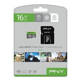 Carte Mémoire Micro SD avec Adaptateur PNY P-SDU16GU185GW-GE Elite C10 16 GB