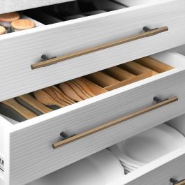 Emuca Lot de 5 poignées pour meubles Riad, L168mm, entraxe 128mm, Aluminium, Bronze