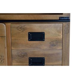GINER Y COLOMER Vitrina Buffet en Bois de Mango Naturel avec Porte Coulissante et 2 Tiroirs - Style Industriel 185x100x40 cm