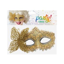 Masque vénitien adulte femme doré à effet papillon pour carnaval, fête thématique et événement élégant