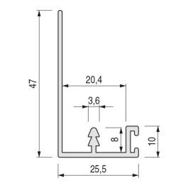 HERRAJES ALK Profil Vertical Ducado 2,75 Plata Mate SP19 (Set de 2)