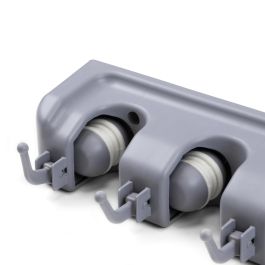 Emuca Porte balay et Porte Mops, avec 5 crochets et 4 trous, Plastique, Gris