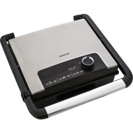 Sencor SBG 3710SS - Grill électrique antiadhésif de 29.8 x 26.8 cm, puissance 2000 W, 3 niveaux de température, avec bac d'égouttage amovible