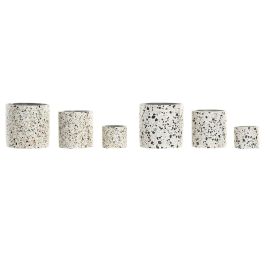 Cache-pot Home ESPRIT Blanc Multicouleur Ciment Urbaine 13 x 13 x 13 cm (3 Pièces) (2 Unités)