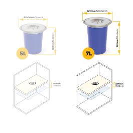 Emuca Poubelle encastrable sur le plan de travail Recycle, 1 bac extractible 7 litres, Acier inoxydable et Plastique