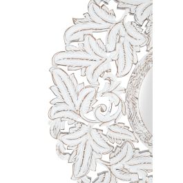GINER Y COLOMER Espejo Redondo Tallado A Mano - Miroir rond sculpté main en MDF, finition patine blanche, 120 cm de diamètre