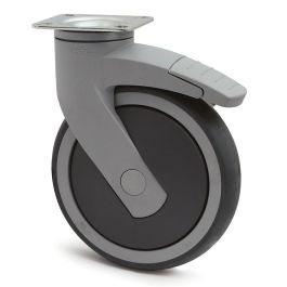 TENTE Roue Pivotante Levina Ø150mm Plastique avec Frein, Bande de Gomme Antihilo, Charge Max 100kg, Usage Industriel et Médical