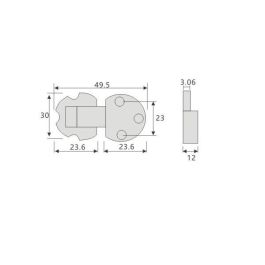 HERRAJES ALK Charnière plate encastrer Mela Ø30 Nickel pour table