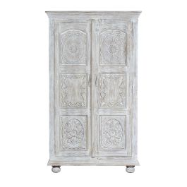 Giner y Colomer - Armoire en bois de manguier 2 portes, style rustique, finition blanc vieilli, 200 cm (H) x 114 cm (L) x 40 cm (P), avec étagères Precio: 2279.988. SKU: B1FBLRYJR7