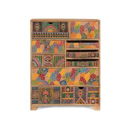 GINER Y COLOMER Buffet haut en bois massif de manguier 90 cm - 10 tiroirs de différentes tailles avec décors peints à la main multicolores - Structure naturelle Precio: 779.988. SKU: B1A9GEVGQH