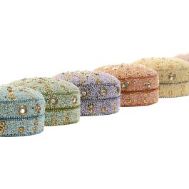 Boîte à bijoux Home ESPRIT Jaune Orange Rose Lila Aluminium 10 x 10 x 5 cm (6 Unités)