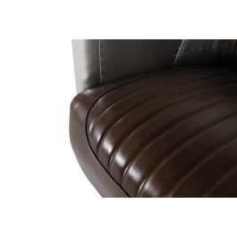 GINER Y COLOMER Sofa 2 Places Style Aviateur en Cuir Vieilli Marron avec Détails en Aluminium - Inspiré du Design Aéronautique