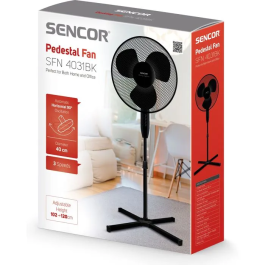 Sencor SFN 4031BK - Ventilateur sur pied 40 cm, 3 vitesses, oscillation 90°, hauteur réglable 102-120 cm, 40 W, 53 dB