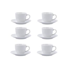 Tasse avec sous-tasse Quid New Renova Blanc Céramique 90 ml (6 Unités)