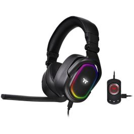 Thermaltake Casque Gaming Argent H5 RGB 7.1 avec fil - Surround DTS Headphone:X 2.0, 20-40000 Hz, Micro intégré, Noir