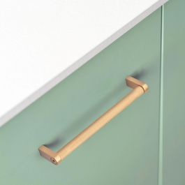 Emuca Lot de 5 poignées pour meubles Bergen, L141mm, entraxe 128mm, Aluminium , peint en or