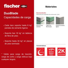 FISCHER Duoblade Taco Pladur pour vis de 4-5 mm (Set de 40)