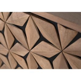 GINER Y COLOMER - Meuble TV en bois de manguier et métal avec 2 portes et 2 étagères - Espace de rangement, design moderne, finition naturelle et noir