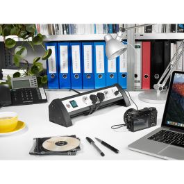 Rallonge 4 prises Schuko avec interrupteur Brennenstuhl Premium-Office-Line 3600 W Noir USB x 2 (1,8 m)