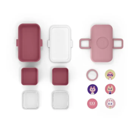 Monbento - Lunch Box Enfant 3 Compartiments Sans BPA MB Tresor Rose Blush - Boîte repas micro-ondable 0.8 L personnalisable