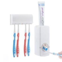 Pack Distributeur de Dentifrice avec Porte Brosse à Dents et Distributeur Automatique Rechargeable de Savon Liquide InnovaGoods