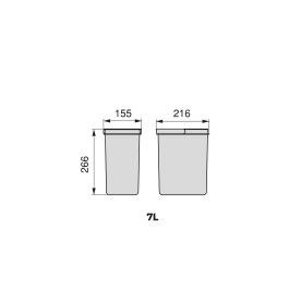Emuca Kit de bacs de tri sélectif pour tiroirs de cuisine Recycle hauteur 266mm, 2x7litres, Plastique gris antracite