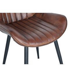 GINER Y COLOMER - Chaise Design en Cuir Brun avec Pieds en Métal Noir - Style Industriel - Dimensions : 53x63x87 cm