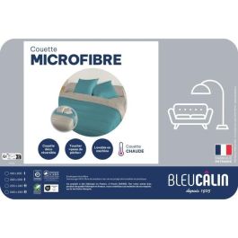 Couette microfibre - 240 x 220 cm - BLEU CALIN - Chaude - 400 g/m² - Bicolore Agate / Poivre