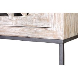 GINER Y COLOMER - Vitrine en bois de manguier massif sculpté à la main, finition blanc vieilli et base grise métal, 176 x 85 x 38 cm