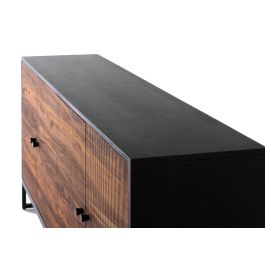 GINER Y COLOMER Buffet 4 portes en bois de palissandre et manguier avec base métal, 170x40x80 cm, couleur marron et noir