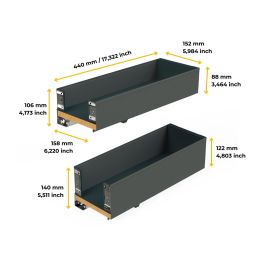 Emuca Porte-bouteilles latéral extractible Titane Simplex avec fermeture amortie, module 200mm, Gris anthracite