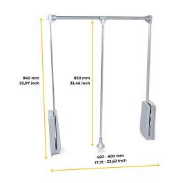 Emuca Penderie rabattable pour armoire Hang, 450 - 600, Chromé, Acier et Plastique.