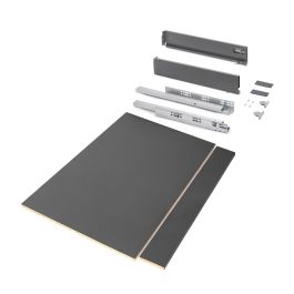 Emuca Kit de tiroirs pour cuisine ou salle de bains Vertex avec réglages 3D, hauteur 93mm, avec panneaux inclus, module 900mm, Gris antracite