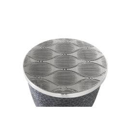 GINER Y COLOMER - Table basse ronde avec plateau en aluminium martelé, finition gris foncé et aluminium, design rustique et moderne