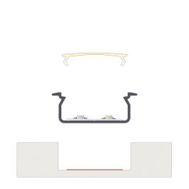 KIMERA Profil Aluminium "TVED" Anodisé Noir avec Diffuseur Opal, Bouchons et Clips de Fixation 2.02m