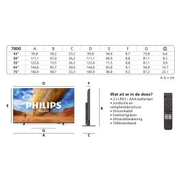 Philips 43PUS7800 Smart TV QLED 43 pouces 4K UHD HDR10+ 3xHDMI AAAUF37952