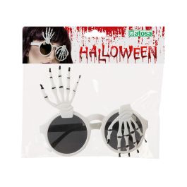 Lunettes fantaisie blanches avec mains de squelette - Accessoire pour déguisement de Calavera, Mort ou Zombie pour Halloween et fêtes