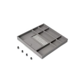 Emuca Tiroir organisateur pour placards et commodes Quartz, 440 (M60), Eco-pelle et bois, Titane