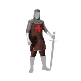 Costume Croisé Médiéval Chevalier Adulte Homme Marron, Inclut Capuche en Mailles, Cape et Ceinture, Taille XS-S