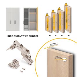 Emuca Lot de 10 charnières Super coudées X91 ouverture à 165 degrés avec fermeture amortie et embases Euro, hauteur 0, acier, nickelé